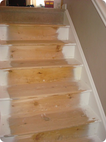 bare wood steps after carpet removal
